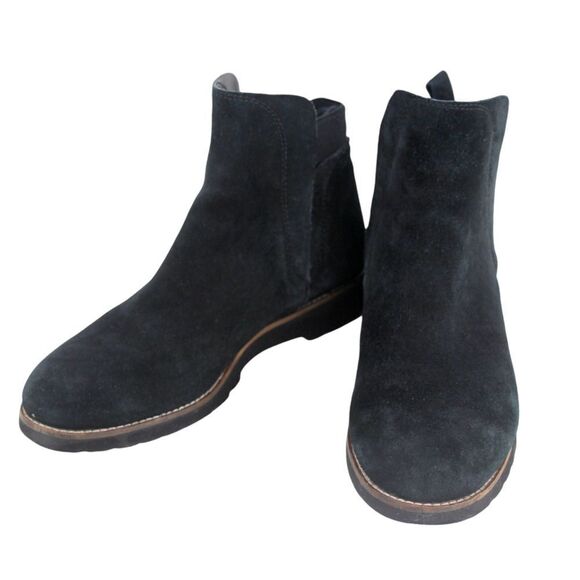 Blondo WATERPROOF BLACK GENUINE LEATHER SUEDE ELASTIC LOW HEEL ANKLE BOOTS Sz 7M - Picture 5 of 9